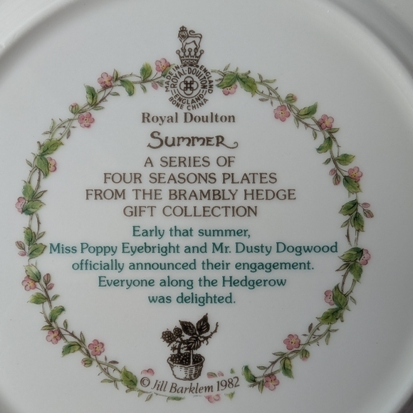 Royal Doulton England Brambly Hedge Summer Salad Bone China Plate - Picture 6 of 7